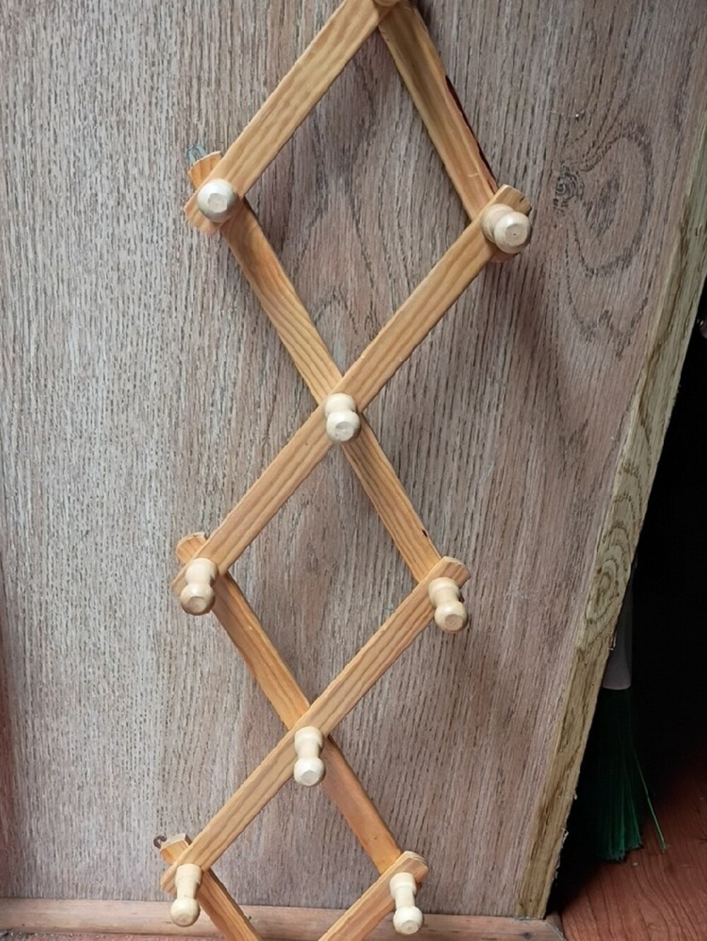 Wood Expandable Wall Peg Rack - Natural Finish - Picture 2 of 3